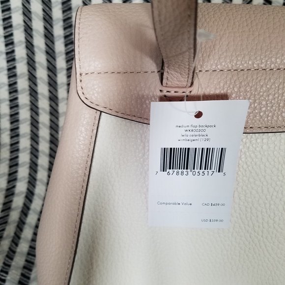 Kate Spade Leila Warm Beige White Backpack Medium - Picture 8 of 11